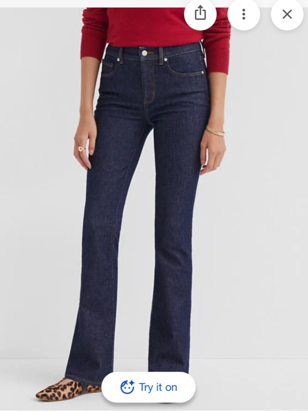 LOFT Dark Wash Original Bootcut Jeans with Stretch, size 8